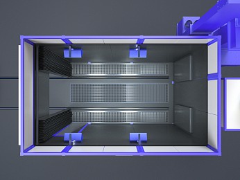 Обитаемая камера дробеструйной обработки внутреннего исполнения SPK-5.3.3 для завода транспортного электрооборудования